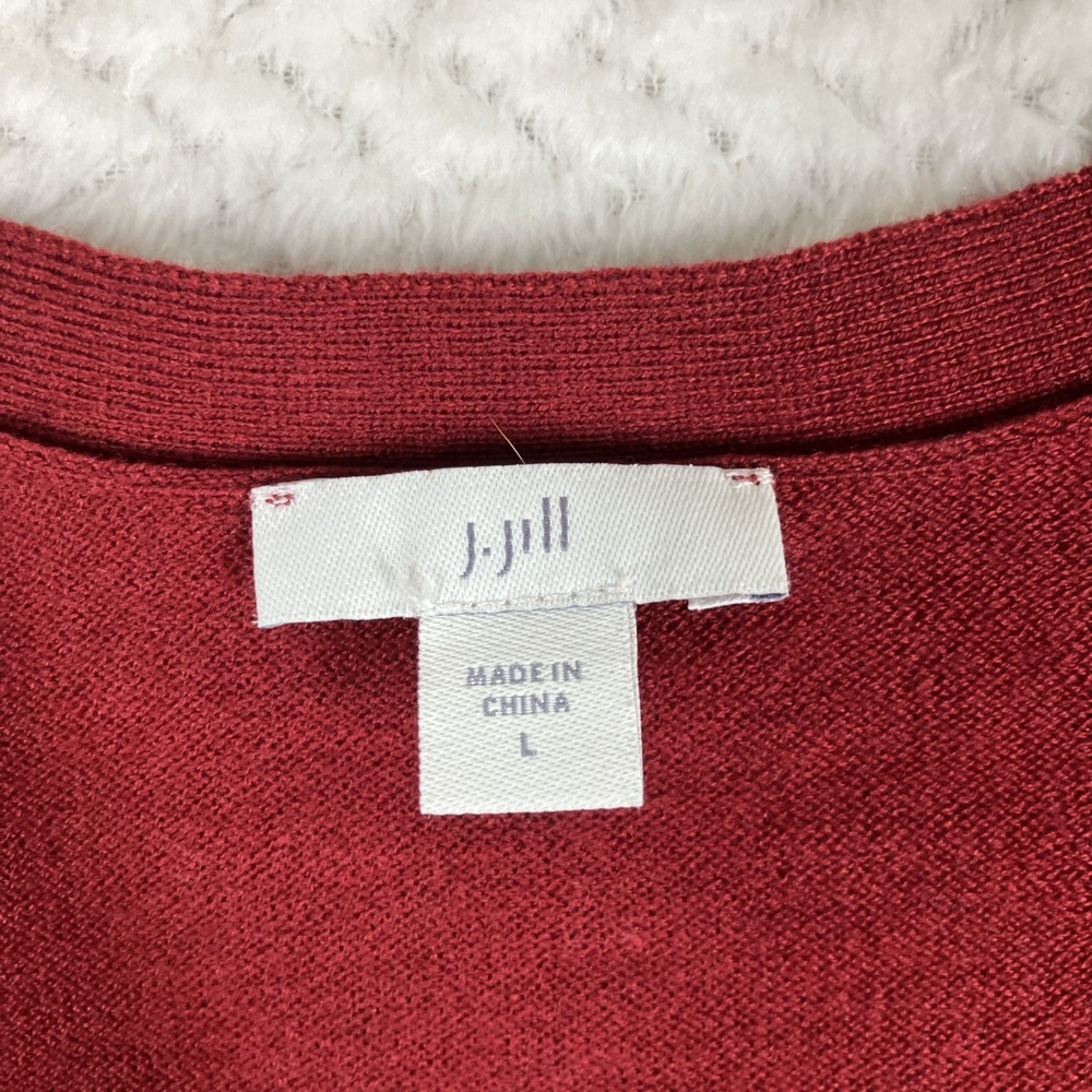 J. Jill Cardigan Sweater Large Red Button Holidays‎ Christmas - Picture 11 of 12